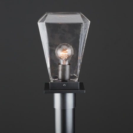 Hammerton Studio Beacon Single Light 13" Tall Outdoor Single Head Post Light - with Clear Glass Shade Argento Grey