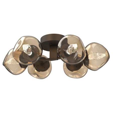 Hammerton Studio Luna Flush Mount Chandelier Flat Bronze / Bronze Glass