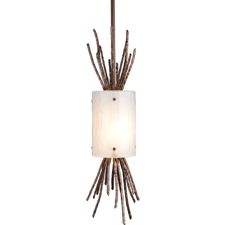 Hammerton Studio Ironwood 24" Artisan Crafted Thistle Pendant with Hand Textured Glass and Sculpted Steel Configure Below