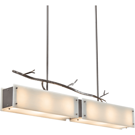 Hammerton Studio Ironwood 44" Wide Artisan Crafted Linear Chandelier with Hand Textured Glass and Sculpted Steel Configure Below