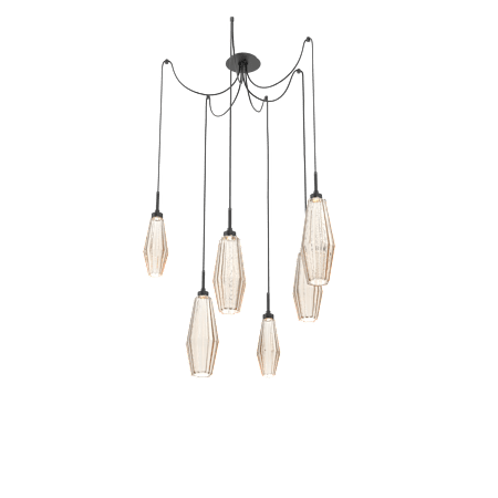 Hammerton Studio Aalto Swag 3-light Chandelier with Amber Glass Matte Black