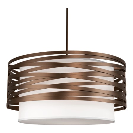 Hammerton Studio Tempest 4 Light 24" Wide Drum Chandelier - Medium (E26) with White Linen Inner and Finished to Match Metal Outer Shade Flat Bronze