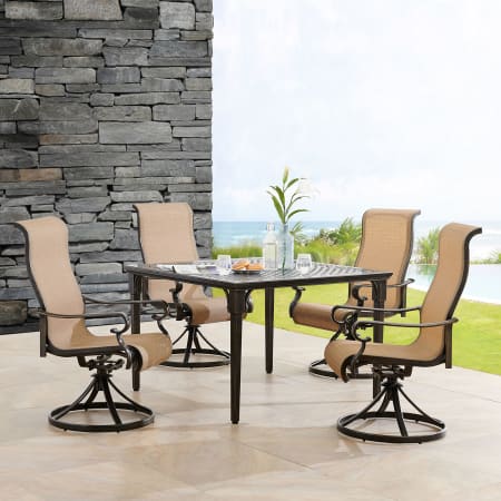 Hanover Brigantine 5 -PC Aluminum Framed PVC and Polyester Outdoor Dining Set Bronze / Tan