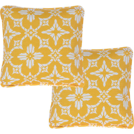 Hanover 16" Square Geometric Patterns and Designs Throw Pillow With Foam - Set of (2) Yellow