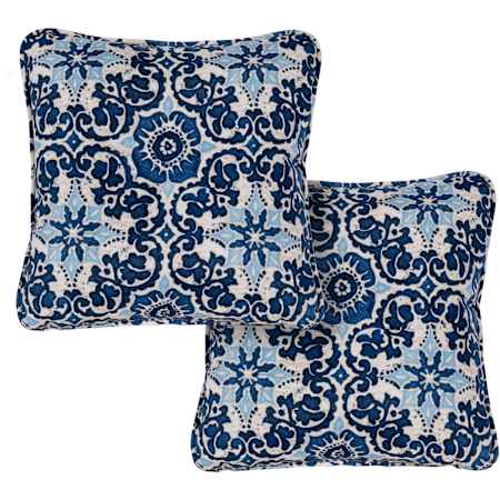 Hanover 16" Square Novelty Patterns and Designs Throw Pillow With Foam - Set of (2) Navy