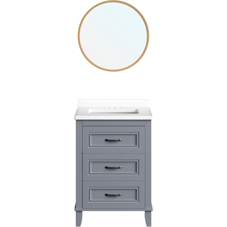 Hanover Ambridge 24" Free Standing Single Basin Vanity Set with Cabinet, Stone Vanity Top and Framed Mirror and Stone Vanity Top Gray