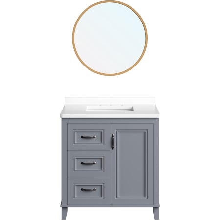 Hanover Ambridge 31" Free Standing Single Basin Vanity Set with Cabinet, Stone Vanity Top and Framed Mirror and Stone Vanity Top