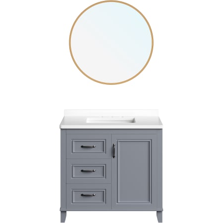 Hanover Ambridge 36" Free Standing Single Basin Vanity Set with Cabinet, Stone Vanity Top and Framed Mirror and Stone Vanity Top Gray