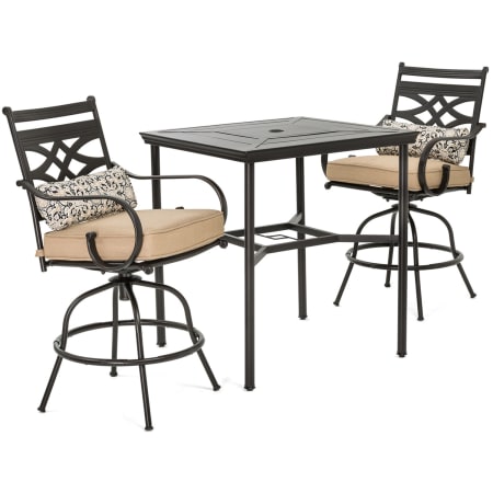Hanover Montclair Three Piece Steel Outdoor Bistro Set Tan