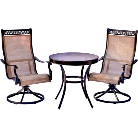 Hanover Monaco Aluminum Framed Glass Outdoor Bistro Set Tan