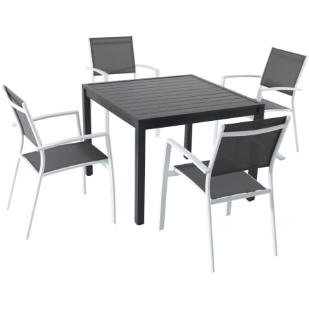 Hanover Naples Five Piece Aluminum Framed Fabric Outdoor Dining Set White