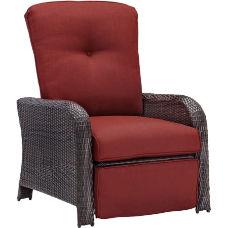 Hanover Strathmere Luxury 36-1/2 Inch Tall Steel Framed Polyethylene Wicker Outdoor Recliner Crimson Red