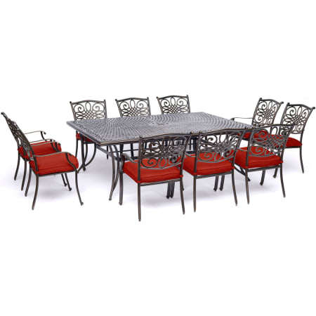 Hanover Traditions 11 Piece Aluminum Outdoor Dining Set Red