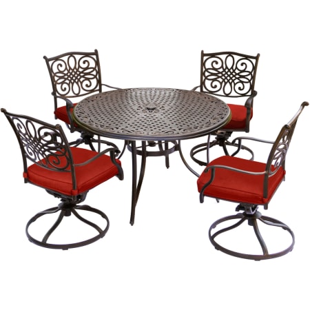 Hanover Traditions Five Piece Aluminum Framed Outdoor Dining Set with Cushions Red