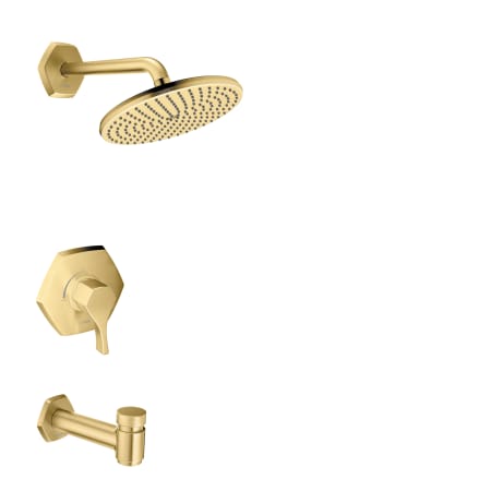 Hansgrohe Locarno Pressure Balance Tub and Shower Trim Package with 2.5 GPM Rain Shower Head - Less Valve Brushed Gold Optic
