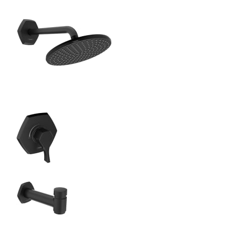 Hansgrohe Locarno Pressure Balance Tub and Shower Trim Package with 1.75 GPM Rain Shower Head - Less Valve Matte Black