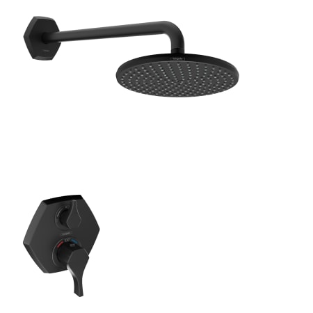 Hansgrohe Locarno Thermostatic Shower Only Trim Package with Integrated Volume Control and 2.5 GPM Rain Shower Head - Less Valve Matte Black