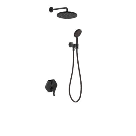 Hansgrohe Locarno Thermostatic Shower System Trim with Integrated Volume Control, Diverter, 1.75 GPM Rain Shower Head and Hand Shower on Wall Mount - Less Valve Matte Black