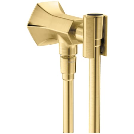 Hansgrohe Locarno Wall Mounted Hand Shower Holder with Integrated Wall Elbow - Includes Hose Brushed Gold Optic