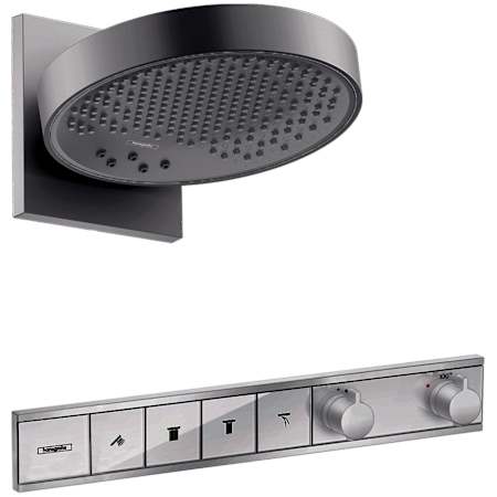 Hansgrohe Rainfinity Shower Only Trim Package with 2.5 GPM Multi Function Shower Head - Less Rough In Brushed Black Chrome