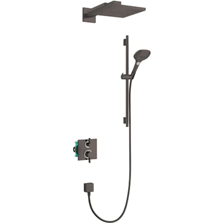 Hansgrohe Raindance E 2.5 GPM Thermostatic Shower System with Shower Head, Hand Shower, Slide Bar, Shower Arm, and Hose Brushed Black Chrome