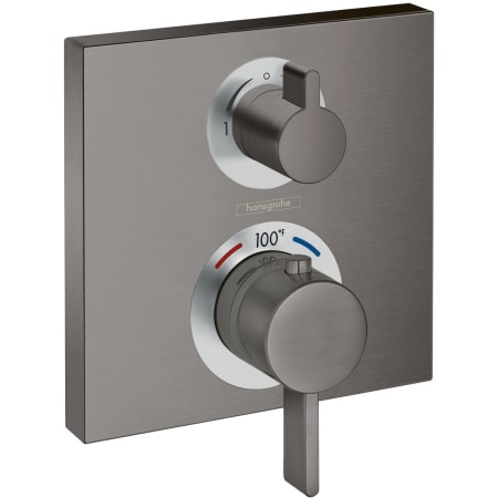 Hansgrohe Ecostat Square Thermostatic Valve Trim Only with Integrate Volume Control for 1 Distinct Function - Less Rough In Brushed Black Chrome