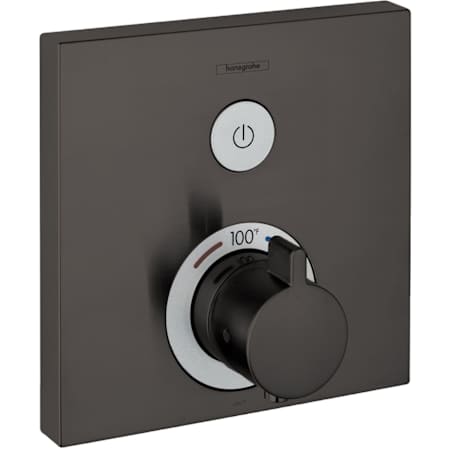 Hansgrohe ShowerSelect S Square Thermostatic Valve Trim Only with On/Off Select Push Button - Less Rough In Brushed Black Chrome