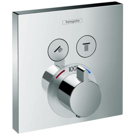 Hansgrohe ShowerSelect Square Thermostatic Valve Trim with On/Off Select Push Button for 2 Distinct Functions - Less Rough In Chrome