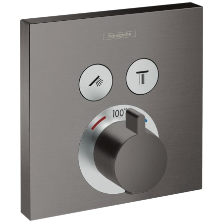 Hansgrohe ShowerSelect Square Thermostatic Valve Trim with On/Off Select Push Button for 2 Distinct Functions - Less Rough In Brushed Black Chrome