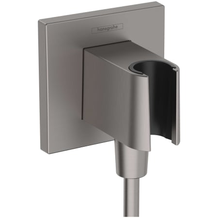 Hansgrohe FixFit E Square Wall Elbow with Handshower Holder - Less Hose Brushed Black Chrome