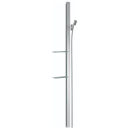 Hansgrohe Unica 60" Slide Bar with Single Shelf Less Shower Head and Hand Shower - Limited Lifetime Warranty Chrome