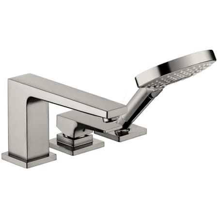 Hansgrohe Metropol Deck Mounted Roman Tub with Built-In Diverter - Includes 1.75 GPM Hand Shower Brushed Black Chrome