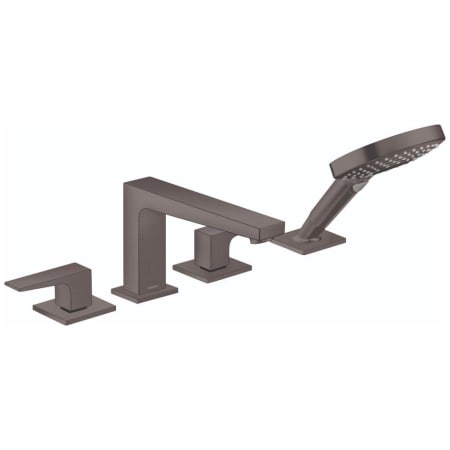 Hansgrohe Metropol Deck Mounted Roman Tub with Built-In Diverter - Includes 1.75 GPM Hand Shower Brushed Black Chrome