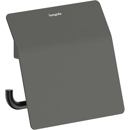 Hansgrohe AddStoris S Modern Wall Mounted Toilet Paper Holder with Cover Brushed Black Chrome
