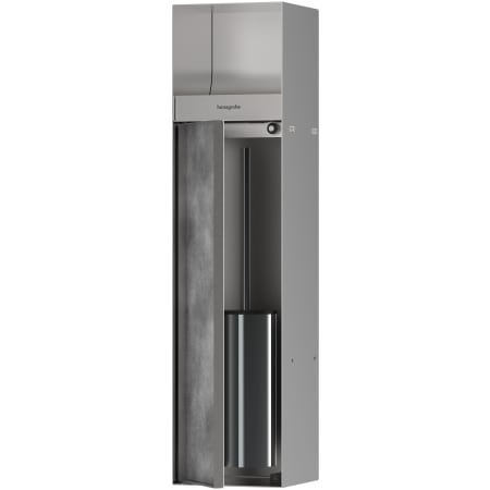 Hansgrohe XtraStoris Rock Recessed Toilet Brush Holder with Toilet Paper Holder and Tileable Door Brushed Stainless Steel