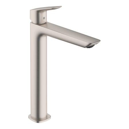 Hansgrohe Logis Fine 1.2 GPM Vessel Single Hole Bathroom Faucet 240 with ComfortZone, EcoRight, and AirPower Technology - Less Drain Assembly Brushed Nickel