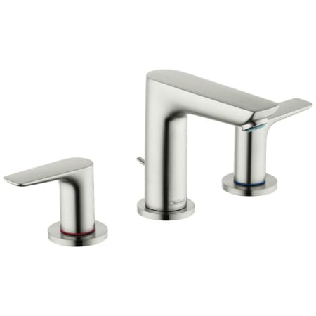 Hansgrohe Talis E 1.2 GPM Widespread Bathroom Faucet with QuickClean, ComfortZone and EcoRight Technology - Includes Metal Pop-Up Drain Assembly Brushed Nickel