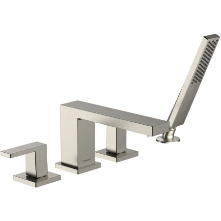Hansgrohe Tecturis E Deck Mounted Roman Tub Filler with Built-In Diverter and Hand Shower - Less Rough In Brushed Nickel