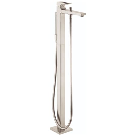 Hansgrohe Metropol Floor Mounted Tub Filler with Metal Loop Handle, Built-In Diverter, Personal Hand Shower and QuickClean Technology Brushed Nickel