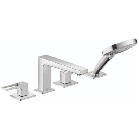 Hansgrohe Metropol Deck Mounted Roman Tub with Built-In Diverter - Includes 1.75 GPM Hand Shower Chrome