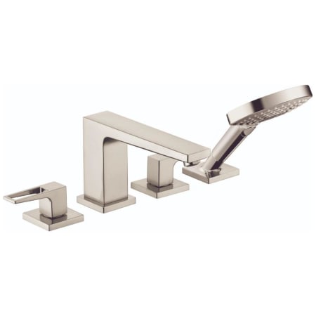 Hansgrohe Metropol Deck Mounted Roman Tub with Built-In Diverter - Includes 1.75 GPM Hand Shower Brushed Nickel