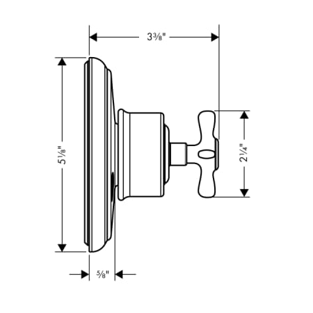 Hansgrohe-AXSS-Montreux-T03X-Diverter Valve Trim Dimensional Drawing