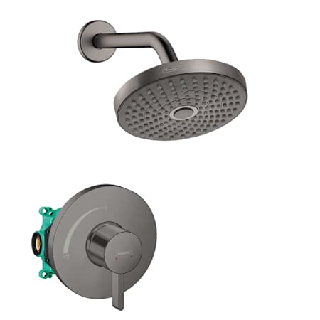 Hansgrohe Croma Shower Only Trim Package with 2 GPM Multi Function Shower Head, Shower Arm, and Valve Trim - Includes Rough-In Brushed Black Chrome