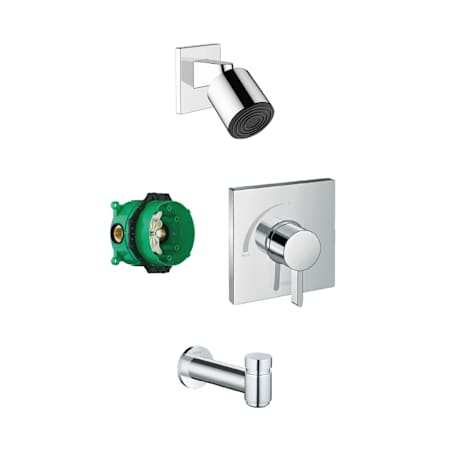 Hansgrohe Pulsify Tub and Shower Trim Package with 1.75 GPM Single Function Shower Head, Shower Arm, Valve Trim, and Tub Spout - Includes Rough-In Brushed Bronze