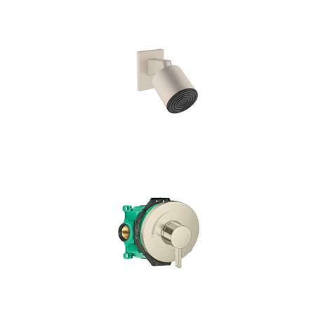 Hansgrohe Pulsify Shower Only Trim Package with 1.75 GPM Single Function Shower Head, Shower Arm, and Valve Trim - Includes Rough-In Brushed Nickel