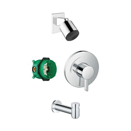 Hansgrohe Pulsify Tub and Shower Trim Package with 1.75 GPM Single Function Shower Head, Shower Arm, Tub Spout, and Valve Trim - Includes Rough-In Brushed Bronze