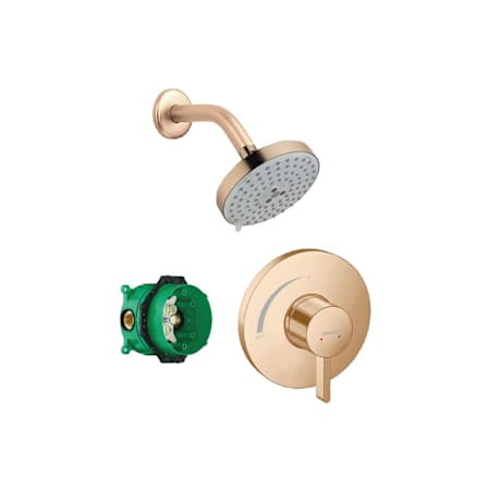 Hansgrohe Raindance Shower Only Trim Package with 1.75 GPM Multi Function Shower Head, Shower Arm, and Valve Trim - Includes Rough-In Brushed Bronze