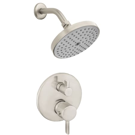 Hansgrohe S Shower Faucet with Thermostatic / Volume Control Valve Trim, Metal Lever Handles, Shower Arm and Single Function Shower Head Less Valve Brushed Nickel
