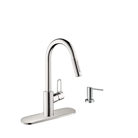 Hansgrohe Talis Loop 1.75 GPM Single Hole Pull Down Kitchen Faucet - Includes Escutcheon and Soap Dispenser Chrome