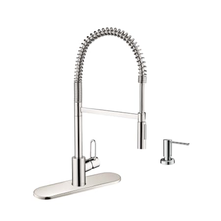 Hansgrohe Talis Loop 1.75 GPM Single Hole Pre-Rinse Pull Out Kitchen Faucet - Includes Escutcheon and Soap Dispenser Chrome